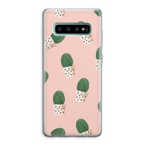 Cactusprint roze: Samsung Galaxy S10 Plus Transparant Hoesje