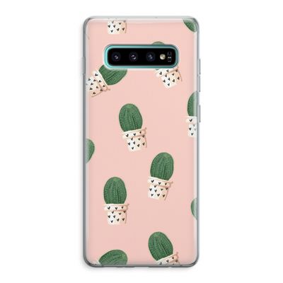 Cactusprint roze: Samsung Galaxy S10 Plus Transparant Hoesje