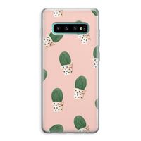 Cactusprint roze: Samsung Galaxy S10 Plus Transparant Hoesje