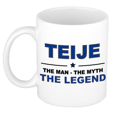 Teije cadeau mok - man myth legend - naam koffiemok / beker - wit en blauw - 300 ml Teije cadeau mok - man myth legend - naam koffiemok / beker - wit en blauw - 300 ml