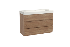 Storke Edge staand badmeubel 120 x 52 cm ruw eiken met Mata High enkele wastafel in solid surface