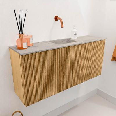 Toiletmeubel Mondiaz Joya Dlux | 90 cm | Meubelkleur Oak | Faye wastafel Glace Wasbak Midden | Zonder kraangat(en)