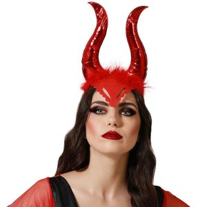 Halloween/horror verkleed diadeem/tiara - grote duivel hoorns - kunststof - dames/meisjes