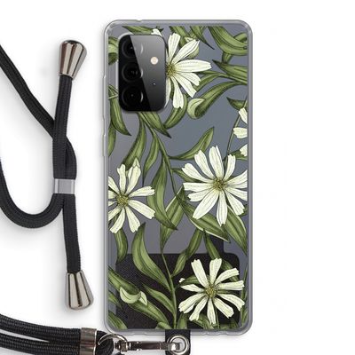 Wit bloemenpatroon: Samsung Galaxy A72 5G Transparant Hoesje met koord