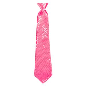 Verkleed stropdas met pailletten roze 40 cm   -