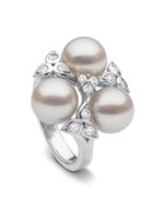 Yoko London bague en or blanc 18ct sertie de diamants et de perles - thumbnail