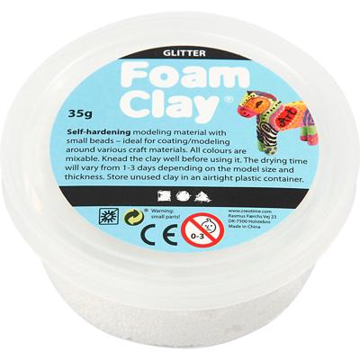 Foam Clay ®, glitter, wit, 35 gr/ 1 doosje