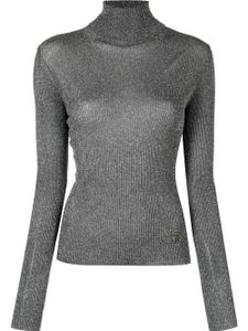TWINSET pull en maille nervurée à paillettes - Gris