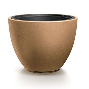 Plantenpot/bloempot Sevilla - buiten/binnen - kunststof - hout/beige - D39 x H30 cm