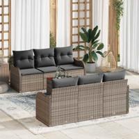 Tuinbankenset met kussen 7 pcs Grijs poly rattan