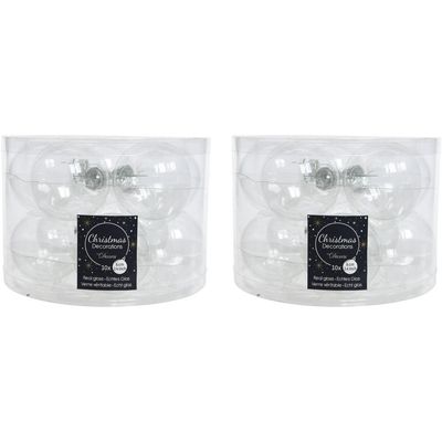 20x Transparante kerstversiering kerstballen glas 6 cm