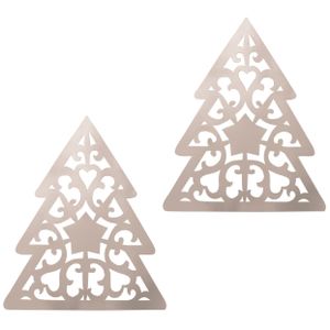 2x stuks plafond hangdecoratie Kerstboom zilver 50 x 40 cm van karton