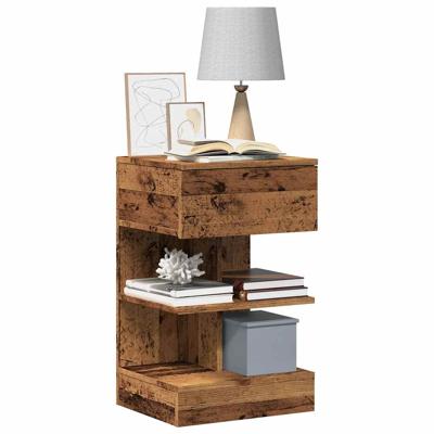 Nachtkastje 40x35x65 cm bewerkt hout oud houtkleurig