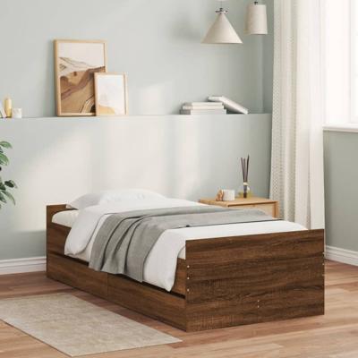 Bedframe met lades bruin eikenkleur 75x190 cm Small Single