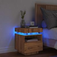 Nachtkastje met LED-verlichting 40x39x48,5 cm artisanaal eiken