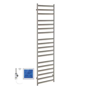 SSI Design Athena elektrische radiator met witte digitale thermostaat RVS geborsteld 140x50cm 300W