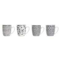 Set van 4 mokken Home ESPRIT Blauw Wit Porselein 340 ml