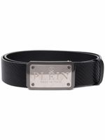 Philipp Plein ceinture en cuir à boucle logo - Noir - thumbnail