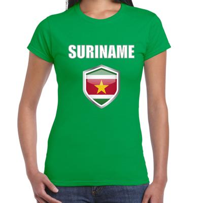 Verkleed T-shirt voor dames - groen - Suriname landen supporters - fan - aanmoedigen