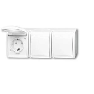 ABB 2CKA002084A0724 3-voudig Geaard stopcontact IP44 Zuiver wit (RAL 9010), Wit