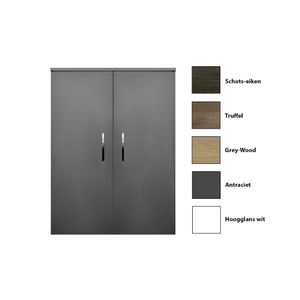 Kolomkast Sanicare Q6/Q14/Q16 2-Deurs Soft-Closing Chromen Greep 90x67x32 cm Grey-Wood