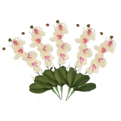 Set van 5x stuks wit/Roze Orchidee/Phalaenopsis kunstplant takken 44 cm voor binnen