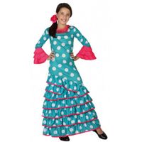 Blauwe Flamenco jurk voor meiden 140 (10-12 jaar)  -