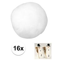 16x Witte sneeuwballen/sneeuwbollen 6 cm   -