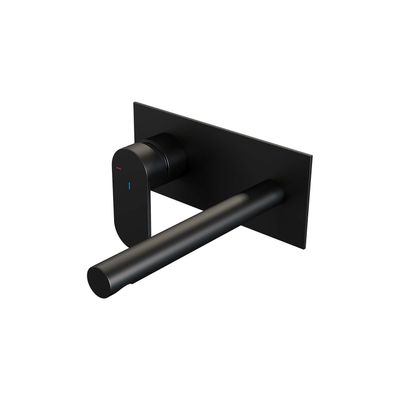 Inbouw Wastafelmengkraan Brauer Black Edition Coldstart Rechte Uitloop Platte Hendel Links Geborsteld Mat Zwart Met Afdekplaat Brauer