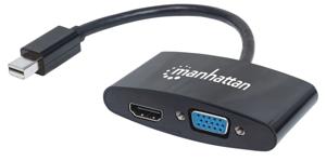 Manhattan 152709 DisplayPort / VGA / HDMI Adapter [1x Mini-DisplayPort stekker - 1x VGA-bus, HDMI-bus] Zwart 16.00 cm