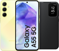 Samsung Galaxy A55 256GB Geel 5G + Smart View Book Case Zwart - thumbnail