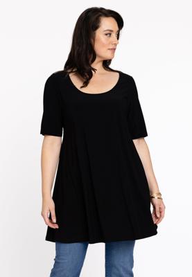 Yoek Tuniek met diepe halslijn | Zwart | Maat 46/48
