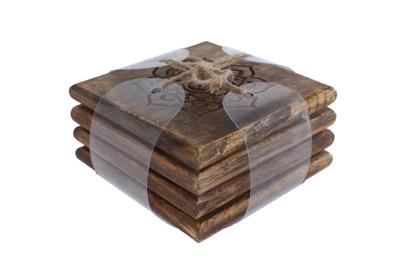 Onderzetter Manu Curved 4 naturel mango 10x10x10 cm