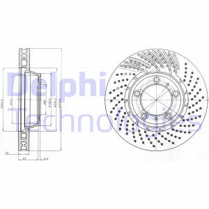 Remschijf DELPHI, Remschijftype: Geventileerd, Inbouwplaats: Links, u.a. für Porsche