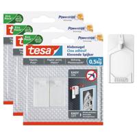 Tesa zelfklevende spijkers - 6x st - wit - draagkracht 0,5 kg - voor gevoelige oppervlakken