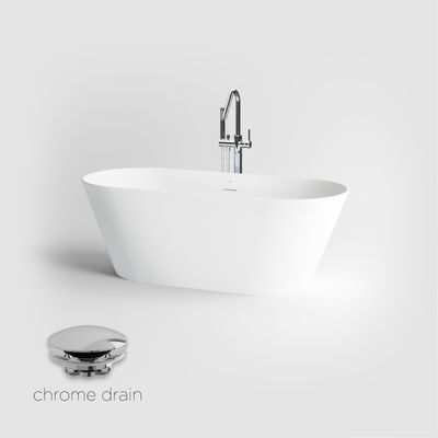 Vrijstaand Ligbad Clou Solium Geïntegreerde Overloop Met Chrome Plug Mat Wit Clou