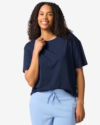 HEMA Dames T-shirt oversized fit donkerblauw (donkerblauw)
