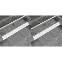 vidaXL Doucheafvoer 2 st rechthoekig bubbel 930x140 mm roestvrij staal - thumbnail