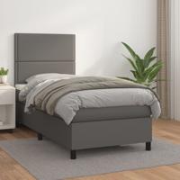 Boxspring met matras kunstleer grijs 90x190 cm