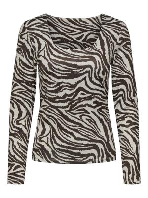 Only Onllone Aop L/s Two Way Top Jrs T-shirt Lange Mouw Demitasse Zebra