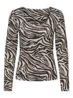 Only Onllone Aop L/s Two Way Top Jrs T-shirt Lange Mouw Demitasse Zebra