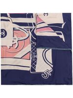 CHANEL Pre-Owned foulard en soie à imprimé graphique - Bleu