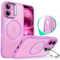 iPhone 16 HaloLock Classic Hybrid Case (Camera Control, Stash Stand) Frosted Pink