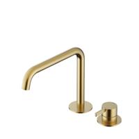 Hotbath Ace - Wastafelmengkraan - zonder Waste - met Draaibare Uitloop - Geborsteld Messing PVD - Opbouw - Messing - V02