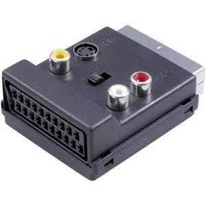 SpeaKa Professional SP-7870356 SCART / Cinch / S-Video Y-adapter [1x SCART-stekker - 3x Cinch-koppeling, SCART-bus, S-video bus] Zwart Met omschakelaar