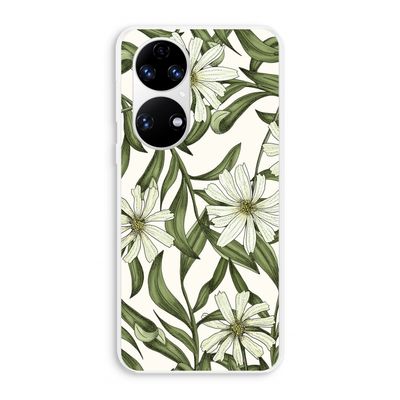 Wit bloemenpatroon: Huawei P50 Transparant Hoesje