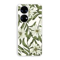 Wit bloemenpatroon: Huawei P50 Transparant Hoesje