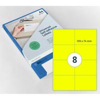 Etiket rillprint 105x74mm fluorgeel 800 etiketten