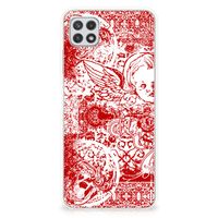 Silicone Back Case Samsung Galaxy A22 5G Angel Skull Rood