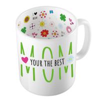 Cadeau koffie/thee mok voor mama - groen - mama is de beste - keramiek - 300 ml - Moederdag - thumbnail